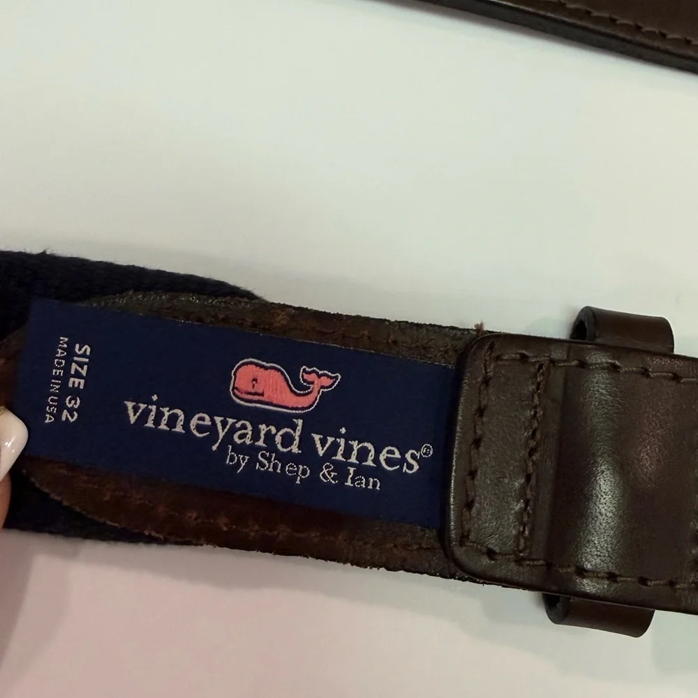 Vineyard Vines Boston Red Sox Canvas Leather Belt Size 32